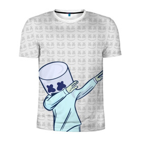 Мужская футболка 3D спортивная с принтом Marshmello в Тюмени, 100% полиэстер с улучшенными характеристиками | приталенный силуэт, круглая горловина, широкие плечи, сужается к линии бедра | американский | диджей | маршмэллоу | музыкальный | продюсер