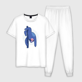 Мужская пижама хлопок с принтом Ленивец в Тюмени, 100% хлопок | брюки и футболка прямого кроя, без карманов, на брюках мягкая резинка на поясе и по низу штанин
 | sloth | ленивец | ленивцы | лень