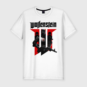 Мужская футболка премиум с принтом Wolfenstein в Тюмени, 92% хлопок, 8% лайкра | приталенный силуэт, круглый вырез ворота, длина до линии бедра, короткий рукав | cyberpilot | new colossus | new order | old blood | wolfenstein | youngblood | игры