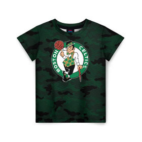 Детская футболка 3D с принтом Boston Celtics в Тюмени, 100% гипоаллергенный полиэфир | прямой крой, круглый вырез горловины, длина до линии бедер, чуть спущенное плечо, ткань немного тянется | boston | boston celtics | celtics | nba | баскетбол | бостон | бостон селтикс | нба | селтикс