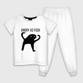 Детская пижама хлопок с принтом Angry as Fuck в Тюмени, 100% хлопок |  брюки и футболка прямого кроя, без карманов, на брюках мягкая резинка на поясе и по низу штанин
 | angry | cat | meme | truxkot19 | кот | мем | ъуъ