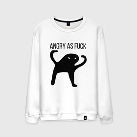 Мужской свитшот хлопок с принтом Angry as Fuck в Тюмени, 100% хлопок |  | angry | cat | meme | truxkot19 | кот | мем | ъуъ