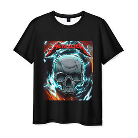 Мужская футболка 3D с принтом Metallica в Тюмени, 100% полиэфир | прямой крой, круглый вырез горловины, длина до линии бедер | metallica | rock | арт | гитара | кости | металл | металлика | музыка | рок | череп