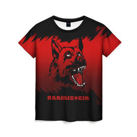 Женская футболка 3D с принтом Rammstein dog в Тюмени, 100% полиэфир ( синтетическое хлопкоподобное полотно) | прямой крой, круглый вырез горловины, длина до линии бедер | 2019 | dog | du hast | german | lindemann | rammstein | rammsteinfan | ramstein | till | группы | линдеманн | метал | музыка | овчарка | рамштаин | рамштайн | рамштейн | рок | собака | тилль | тиль
