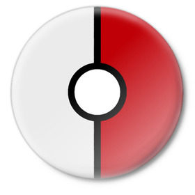 Значок с принтом Pokeball (Pokemon) в Тюмени,  металл | круглая форма, металлическая застежка в виде булавки | anime | pokeball | pokemon | аниме. | белый | красный | покебол | покемон | чёрный