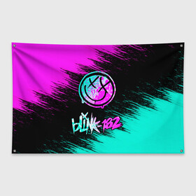 Флаг-баннер с принтом Blink-182 (1) в Тюмени, 100% полиэстер | размер 67 х 109 см, плотность ткани — 95 г/м2; по краям флага есть четыре люверса для крепления | art | blink | music | pop | rock | арт | блинк | музыка | поп музыка | рок