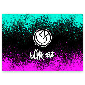 Поздравительная открытка с принтом Blink-182 (3) в Тюмени, 100% бумага | плотность бумаги 280 г/м2, матовая, на обратной стороне линовка и место для марки
 | art | blink | music | pop | rock | арт | блинк | музыка | поп музыка | рок