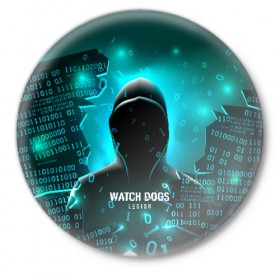 Значок с принтом Watch Dogs Legion в Тюмени,  металл | круглая форма, металлическая застежка в виде булавки | cyberpunk | dogs | hackers | legion | watch | watch dogs | вейчдогс | взлом | киберпанк | легион | хакеры | цифры