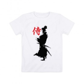 Детская футболка хлопок с принтом Самурай в Тюмени, 100% хлопок | круглый вырез горловины, полуприлегающий силуэт, длина до линии бедер | воин | восточные | дух | единоборства | иероглиф | катана | о.м.с.к. | самурай | самурайский | сегун | япония