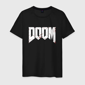 Мужская футболка хлопок с принтом DOOM в Тюмени, 100% хлопок | прямой крой, круглый вырез горловины, длина до линии бедер, слегка спущенное плечо. | bethesda | dead | death | doom | doom eternal | game | games | metal | monster | ps4 | space | steam | xbox | дум | игра | космос | метал | меч | экшн