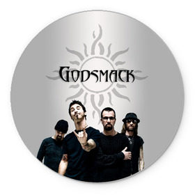 Коврик для мышки круглый с принтом Godsmack в Тюмени, резина и полиэстер | круглая форма, изображение наносится на всю лицевую часть | alternative | american rock | crimson | grunge | hardrock | heavy | heavy metal | i stand alone | nu metal | post grunge | rock | sully erna | альтернатива | грандж | рок | хард рок | хэви