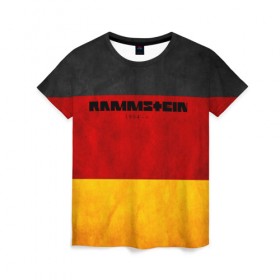 Женская футболка 3D с принтом Rammstein в Тюмени, 100% полиэфир ( синтетическое хлопкоподобное полотно) | прямой крой, круглый вырез горловины, длина до линии бедер | rammstein | till lindemann | берлин | германия | металл | музыка | рамштайн | тилль линдеманн