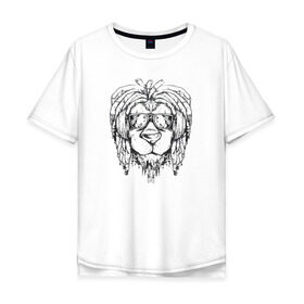 Мужская футболка хлопок Oversize с принтом Раста Лев в Тюмени, 100% хлопок | свободный крой, круглый ворот, “спинка” длиннее передней части | lion | rasta | лев | львы | раста | регги