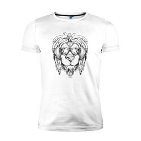 Мужская футболка премиум с принтом Раста Лев в Тюмени, 92% хлопок, 8% лайкра | приталенный силуэт, круглый вырез ворота, длина до линии бедра, короткий рукав | lion | rasta | лев | львы | раста | регги