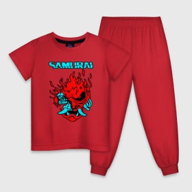 Детская пижама хлопок с принтом SAMURAI KEANU REEVES в Тюмени, 100% хлопок |  брюки и футболка прямого кроя, без карманов, на брюках мягкая резинка на поясе и по низу штанин
 | Тематика изображения на принте: 2019 | cd project red | cyberpunk 2077 | hacker | maelstrom | militech | night city | quadra | samurai | sci fi | trauma team | v | ви | киберпанк 2077 | логотип | роботы | самураи | фантастика