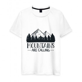 Мужская футболка хлопок с принтом Mountains в Тюмени, 100% хлопок | прямой крой, круглый вырез горловины, длина до линии бедер, слегка спущенное плечо. | adventure | travel | горы | кемпинг | отдых | приключения | природа | путешествие | туризм | турист | турслёт