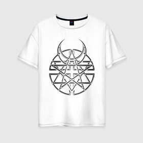 Женская футболка хлопок Oversize с принтом DISTURBED в Тюмени, 100% хлопок | свободный крой, круглый ворот, спущенный рукав, длина до линии бедер
 | disturbed | music | rock | группа | музыка | музыканты | рок