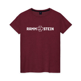 Женская футболка хлопок с принтом RAMMSTEIN в Тюмени, 100% хлопок | прямой крой, круглый вырез горловины, длина до линии бедер, слегка спущенное плечо | music | rammstein | rock | группа | музыка | музыканты | рамштайн | рок