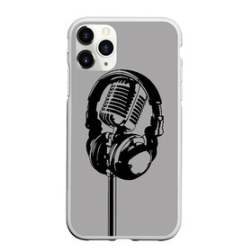 Чехол для iPhone 11 Pro Max матовый с принтом Микрофон в Тюмени, Силикон |  | black | gray | headphones | microphone | music | music lover | sound | звук | меломан | микрофон | музыка | наушники | серый | черный