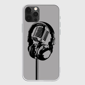 Чехол для iPhone 12 Pro Max с принтом Микрофон в Тюмени, Силикон |  | Тематика изображения на принте: black | gray | headphones | microphone | music | music lover | sound | звук | меломан | микрофон | музыка | наушники | серый | черный