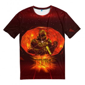 Мужская футболка 3D с принтом Doom Enternal в Тюмени, 100% полиэфир | прямой крой, круглый вырез горловины, длина до линии бедер | 3d | doom enternal | игра | компьютерная | логотип | темный | шутер