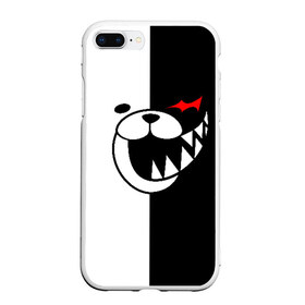 Чехол для iPhone 7Plus/8 Plus матовый с принтом MONOKUMA в Тюмени, Силикон | Область печати: задняя сторона чехла, без боковых панелей | anime | bear | black  white | danganronpa | kurokuma | monodam | monokuma | monomi | monotaro | pink | rabbit | school | shirokuma | аниме | главарь | мoноми | монокума | черно белый | школа