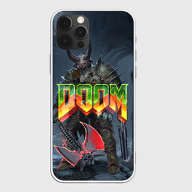 Чехол для iPhone 12 Pro с принтом Doom Enternal в Тюмени, силикон | область печати: задняя сторона чехла, без боковых панелей | Тематика изображения на принте: 3d | doom enternal | игра | компьютерная | логотип | темный | шутер