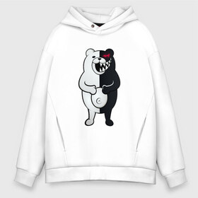 Мужское худи Oversize хлопок с принтом MONOKUMA в Тюмени, френч-терри — 70% хлопок, 30% полиэстер. Мягкий теплый начес внутри —100% хлопок | боковые карманы, эластичные манжеты и нижняя кромка, капюшон на магнитной кнопке | anime | bear | black  white | danganronpa | kurokuma | monodam | monokuma | monomi | monotaro | pink | rabbit | school | shirokuma | аниме | главарь | мoноми | монокума | черно белый | школа