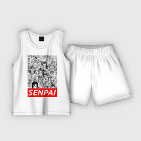 Детская пижама с шортами хлопок с принтом SENPAI в Тюмени,  |  | ahegao | anime | kawai | kowai | oppai | otaku | senpai | sugoi | waifu | yandere | аниме | ахегао | ковай | культура | отаку | сенпай | тренд | яндере