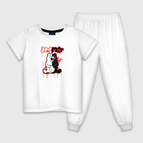 Детская пижама хлопок с принтом MONOKUMA в Тюмени, 100% хлопок |  брюки и футболка прямого кроя, без карманов, на брюках мягкая резинка на поясе и по низу штанин
 | anime | bear | black  white | danganronpa | kurokuma | monodam | monokuma | monomi | monotaro | pink | rabbit | school | shirokuma | аниме | главарь | мoноми | монокума | черно белый | школа
