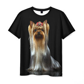 Мужская футболка 3D с принтом Йоркширский терьер в Тюмени, 100% полиэфир | прямой крой, круглый вырез горловины, длина до линии бедер | animal | barrette | breed | cute | dog | funny | muzzle | small | terrier | yorkshire | животное | забавный | заколка | йоркширский | маленький | милый | порода | смешной | собака | терьер