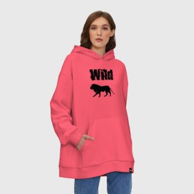 Худи SuperOversize хлопок с принтом wild lion в Тюмени, 70% хлопок, 30% полиэстер, мягкий начес внутри | карман-кенгуру, эластичная резинка на манжетах и по нижней кромке, двухслойный капюшон
 | wild lion | дикий лев