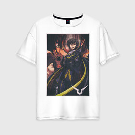 Женская футболка хлопок Oversize с принтом CODE GEASS Lelouch в Тюмени, 100% хлопок | свободный крой, круглый ворот, спущенный рукав, длина до линии бедер
 | Тематика изображения на принте: anime | lelouch | аниме | код гиас | кодгиас | лелуш