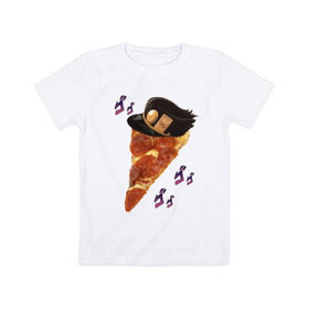 Детская футболка хлопок с принтом JoJo Pizza в Тюмени, 100% хлопок | круглый вырез горловины, полуприлегающий силуэт, длина до линии бедер | jojo | jojo bizarre adventure | jojo reference | аниме | джотаро | дио | жожа | ониму | тян