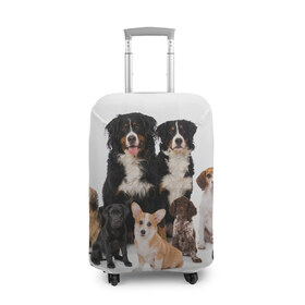 Чехол для чемодана 3D с принтом Породистые собаки в Тюмени, 86% полиэфир, 14% спандекс | двустороннее нанесение принта, прорези для ручек и колес | Тематика изображения на принте: animal | bernese | breed | bulldog | corgi | cute | dog | french | funny | jack | labrador | mountain dog | muzzle | paws | pug | puppy | spaniel | бернский | бульдог | джек рассел | животное | забавный | зенненхунд | корги | лабрадор | лапы | милый