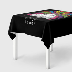Скатерть 3D с принтом Indian style tiger в Тюмени, 100% полиэстер (ткань не мнется и не растягивается) | Размер: 150*150 см | animal | ethnic | feathers | multicolored | muzzle | predator | tiger | животное | перья | разноцветный | тигр | этнический