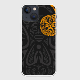 Чехол для iPhone 13 mini с принтом Polynesian tattoo в Тюмени,  |  | polynesian | tattoo | волна | геометрия | завитушка | маори | маска | орнамент. золото | полинезия | татуировка | татуха | трайбл | узор | черепаха | ящерица. солнце