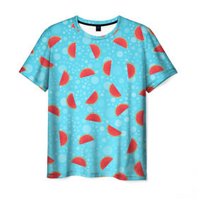 Мужская футболка 3D с принтом Арбузики в Тюмени, 100% полиэфир | прямой крой, круглый вырез горловины, длина до линии бедер | beach | holiday | ocean | paradise | sea | summer | sun | арбуз | зелень | каникулы | лето | море | океан | отдых | отпуск | пальма | пляж | природа | рай | солнце | фрукт | цветы | ягода