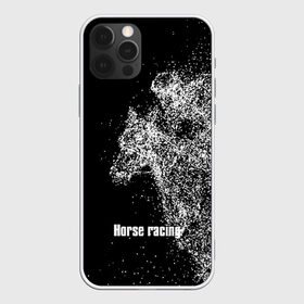 Чехол для iPhone 12 Pro Max с принтом Horse racing в Тюмени, Силикон |  | animal | black | horse | points | rider | riding | slogan | sport | text | white | белый | езда | животное | конь | лошадь | наездник | слоган | спорт | текст | точки | черный