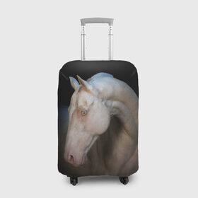 Чехол для чемодана 3D с принтом Белая лошадь в Тюмени, 86% полиэфир, 14% спандекс | двустороннее нанесение принта, прорези для ручек и колес | animal | black | breed | horse | muscle | muzzle | strength | unusual | white | белый | животное | конь | лошадь | мышцы | необычный | порода | сила | скакун