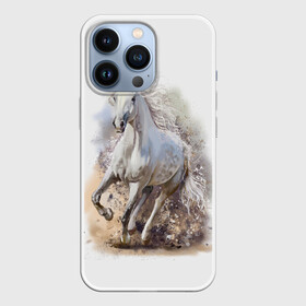 Чехол для iPhone 13 Pro с принтом Белая лошадь в Тюмени,  |  | animal | beautiful | drawing | horse | mane | muzzle | nature | white | wild | белый | грива | дикий | животное | конь | красивый | лошадь | природа | рисунок | скакун