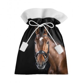 Подарочный 3D мешок с принтом Гнедая лошадь в Тюмени, 100% полиэстер | Размер: 29*39 см | Тематика изображения на принте: animal | beautiful | black | brown | eyes | gloss | harness | horse | look | muzzle | взгляд | глаза | гнедая | животное | конь | коричневый | красивый | лоск | лошадь | сбруя | скакун | черный