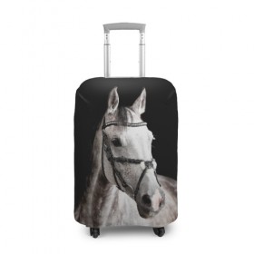 Чехол для чемодана 3D с принтом Серный в яблоках конь в Тюмени, 86% полиэфир, 14% спандекс | двустороннее нанесение принта, прорези для ручек и колес | animal | beautiful | black | eyes | gloss | harness | horse | look | muzzle | spotted | white | белый | в яблоках | взгляд | глаза | животное | конь | красивый | лоск | лошадь | пятнистый | сбруя | серый | скакун | черный
