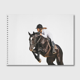 Альбом для рисования с принтом Наездница в Тюмени, 100% бумага
 | матовая бумага, плотность 200 мг. | animal | coffee | girl | harness | horse | rider | riding | sport | white | woman | белый | девушка | езда | женщина | животное | конь | кофейный | лошадь | наездница | сбруя | спорт
