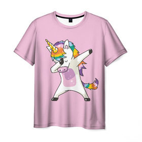 Мужская футболка 3D с принтом Единорог в Тюмени, 100% полиэфир | прямой крой, круглый вырез горловины, длина до линии бедер | animal | cool | cute | fabulous | horn | horse | magical | pink | rainbow | unicorn | волшебный | единорог | животное | лошадь | милый | прикольный | радуга | рог | розовый | сказочный