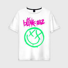 Женская футболка хлопок Oversize с принтом BLINK-182 в Тюмени, 100% хлопок | свободный крой, круглый ворот, спущенный рукав, длина до линии бедер
 | blink | music | rock | блинк | группа | музыка | музыканты | рок