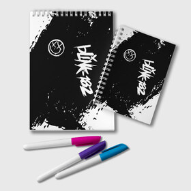 Блокнот с принтом BLINK-182 в Тюмени, 100% бумага | 48 листов, плотность листов — 60 г/м2, плотность картонной обложки — 250 г/м2. Листы скреплены удобной пружинной спиралью. Цвет линий — светло-серый
 | blink | music | rock | блинк | группа | музыка | музыканты | рок
