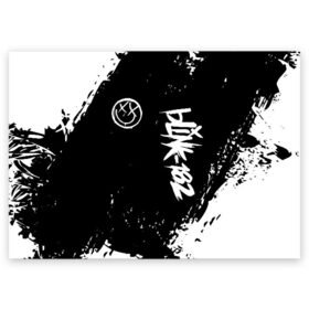 Поздравительная открытка с принтом BLINK-182 в Тюмени, 100% бумага | плотность бумаги 280 г/м2, матовая, на обратной стороне линовка и место для марки
 | Тематика изображения на принте: blink | music | rock | блинк | группа | музыка | музыканты | рок
