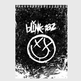 Скетчбук с принтом BLINK-182 в Тюмени, 100% бумага
 | 48 листов, плотность листов — 100 г/м2, плотность картонной обложки — 250 г/м2. Листы скреплены сверху удобной пружинной спиралью | Тематика изображения на принте: blink | music | rock | блинк | группа | музыка | музыканты | рок