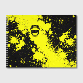 Альбом для рисования с принтом Doom Enternal в Тюмени, 100% бумага
 | матовая бумага, плотность 200 мг. | Тематика изображения на принте: 3d | doom enternal | игра | компьютерная | логотип | темный | шутер